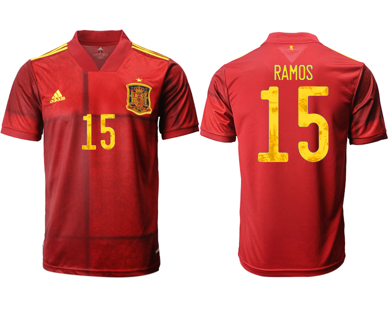 Men 2021 Europe Spain home AAA version #15 soccer jerseys